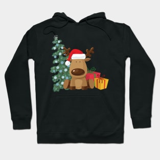 Cute Christmas Dog With Tree and Gifts Hoodie